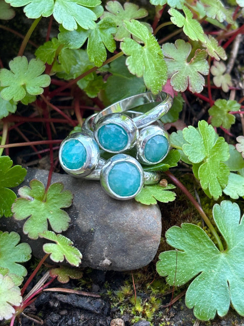 Amazonite and Sterling Silver Dainty Stacking Rings